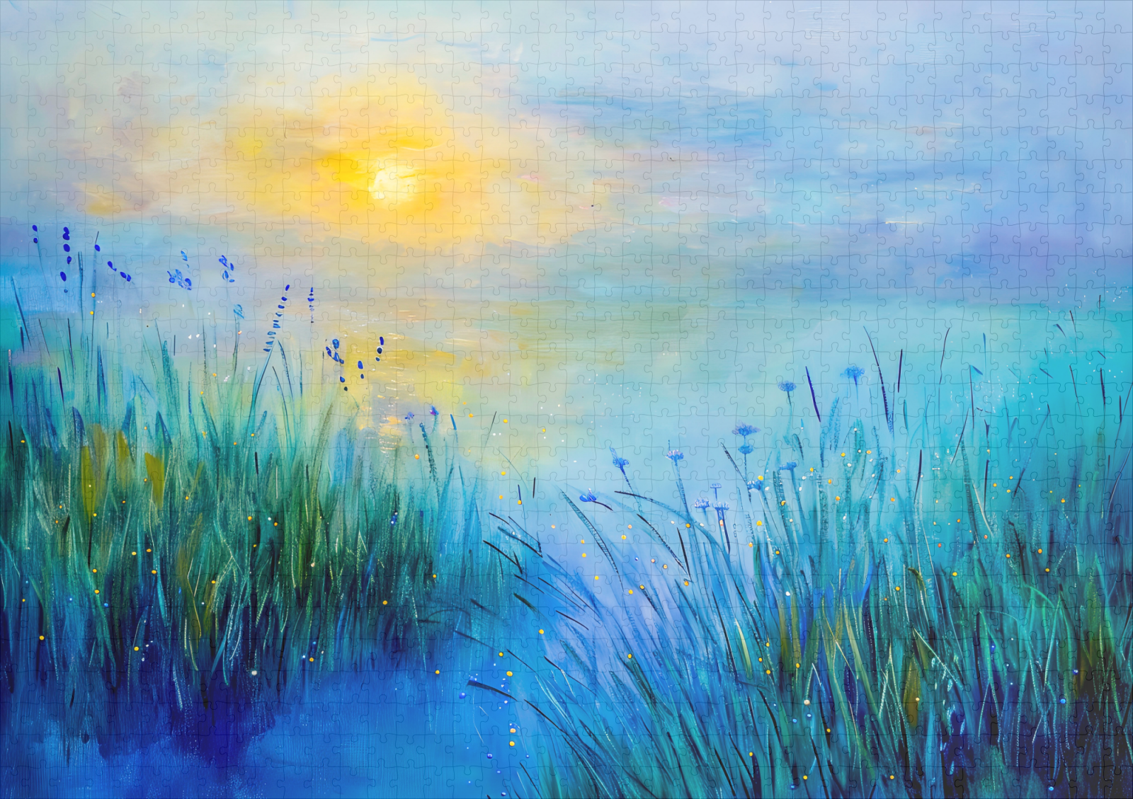 raxxa Premium-Puzzle: Blue Grasslands at Sunrise at morning - Image 2