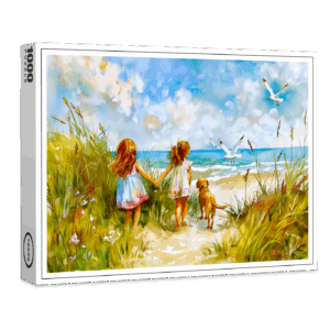 raxxa Premium-Puzzle: Summer Beach Day with Girls and Dog