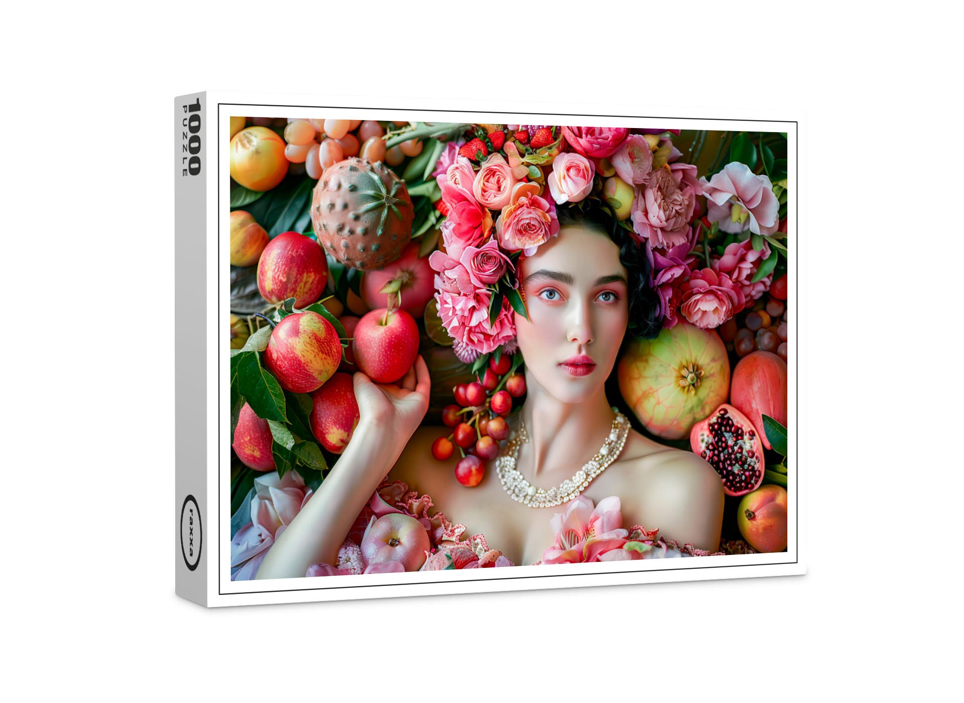 raxxa Premium-Puzzle: Woman in floral dress with fruit display