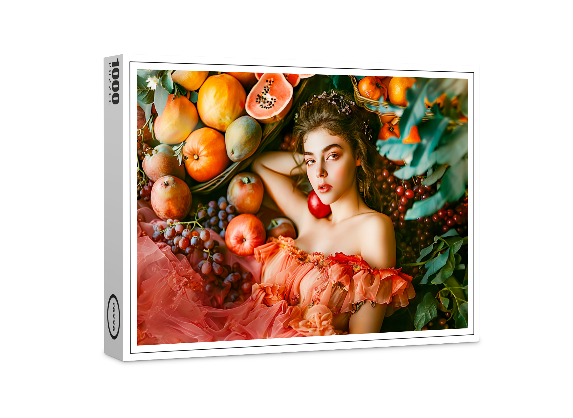 raxxa Premium-Puzzle: Woman with fruits and flowers portrait style