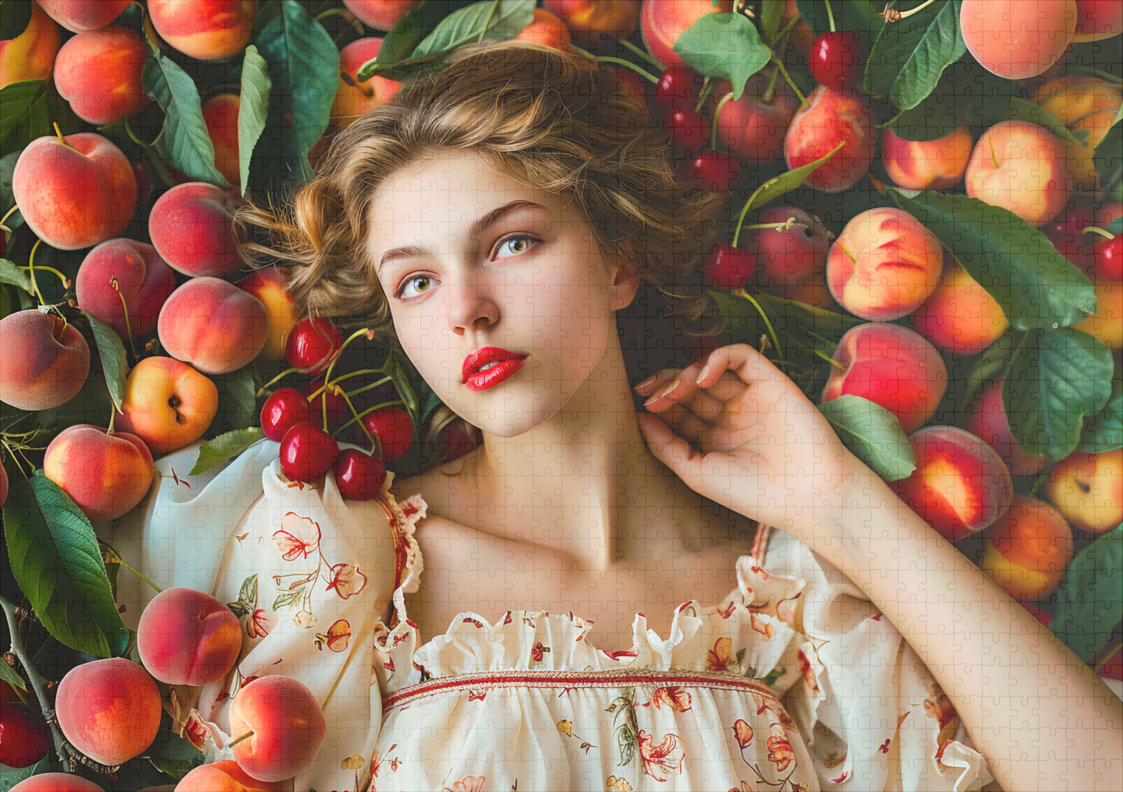 raxxa Premium-Puzzle: Woman with peaches and cherries - immagine 2