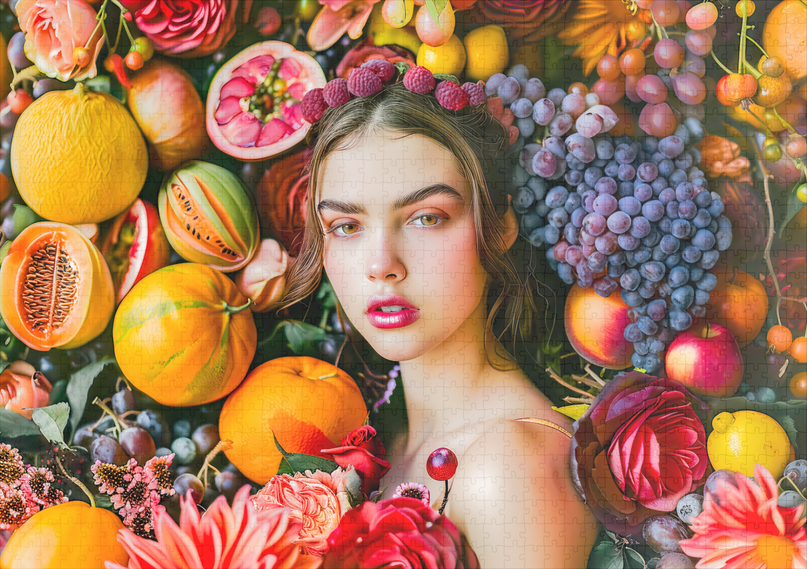 raxxa Premium-Puzzle: Woman with grapes and flower garland - immagine 2