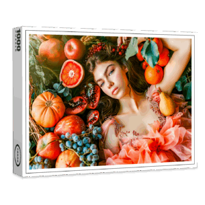 raxxa Premium-Puzzle: Woman reclining among fruits and petals