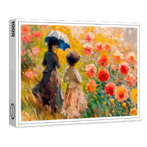 raxxa Premium-Puzzle: Two women at dahlia flowerbed