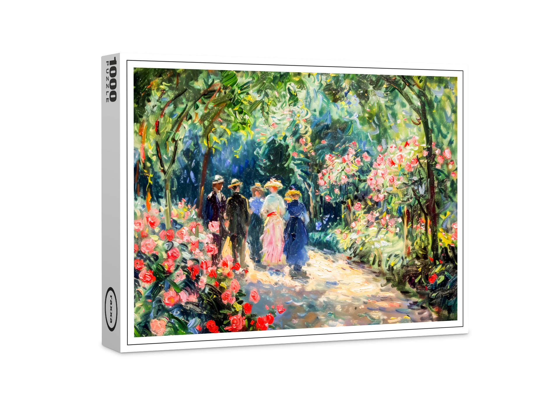 raxxa Premium-Puzzle: People walking through rose garden