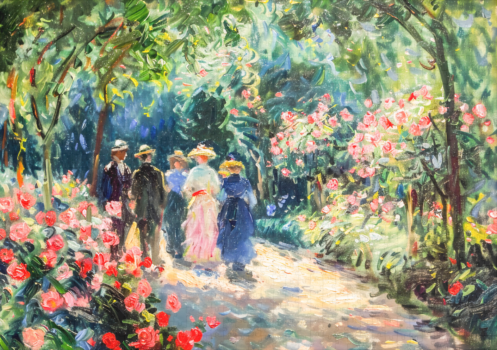 raxxa Premium-Puzzle: People walking through rose garden - immagine 2