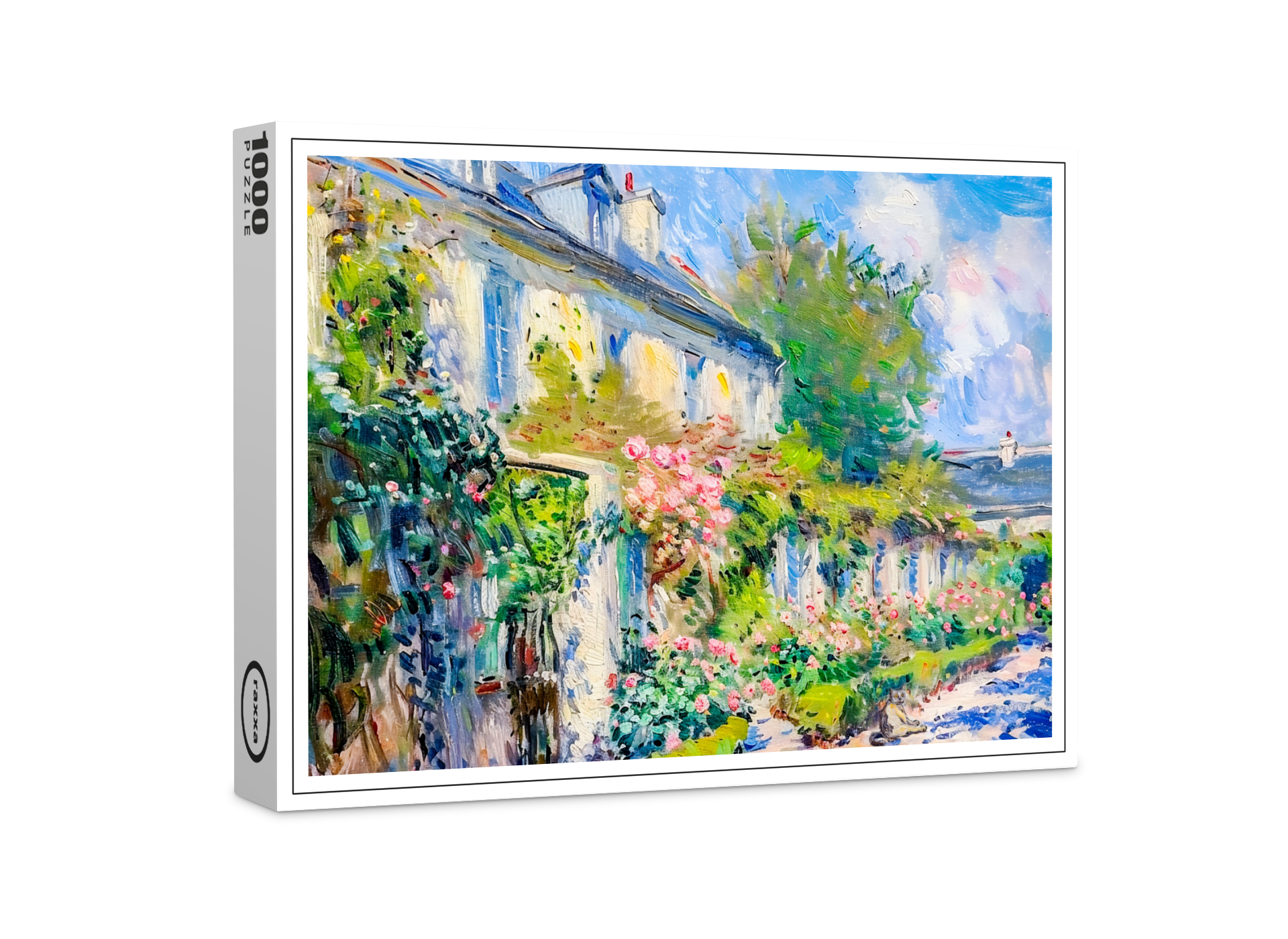 raxxa Premium-Puzzle: Impressionist roses on summer house wall