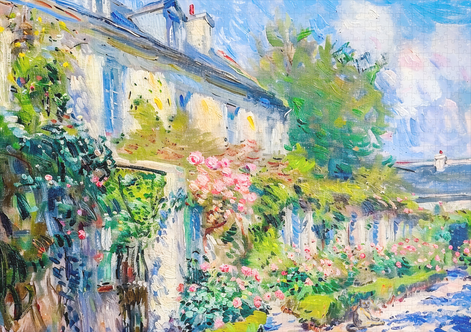 raxxa Premium-Puzzle: Impressionist roses on summer house wall - immagine 2