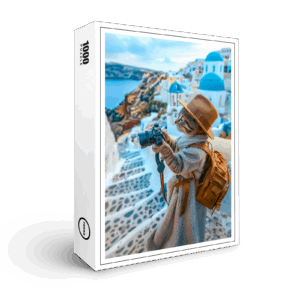 raxxa Premium-Puzzle: Cat Taking Photos in Santorini