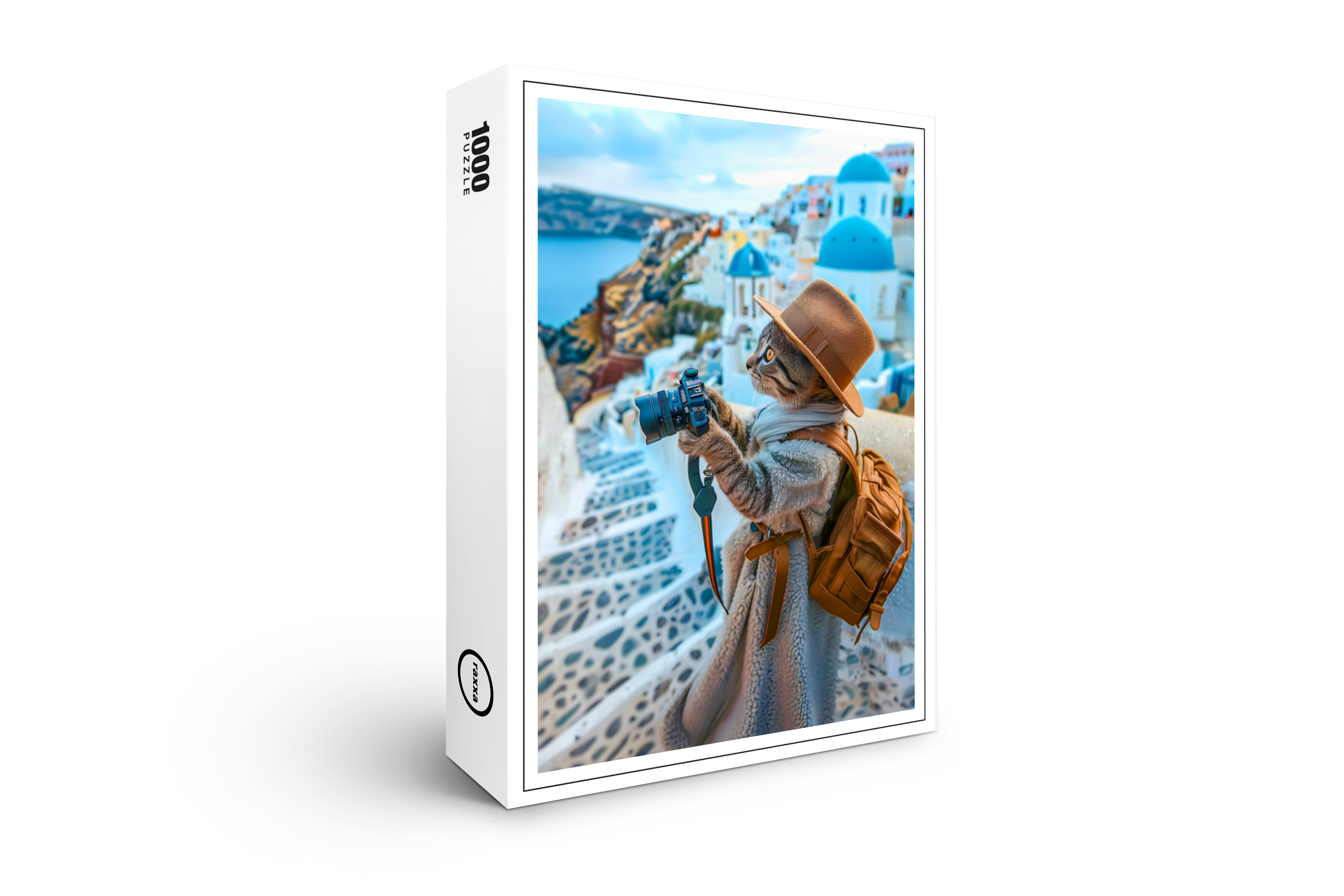raxxa Premium-Puzzle: Cat Taking Photos in Santorini