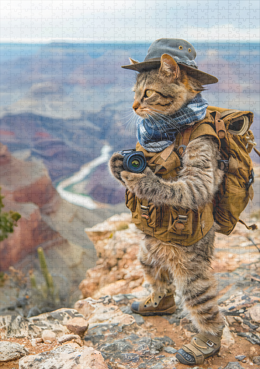 raxxa Premium-Puzzle: Cat Explorer at Grand Canyon Edge - Image 2