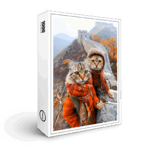 raxxa Premium-Puzzle: Adventurous Cats on the Great Wall
