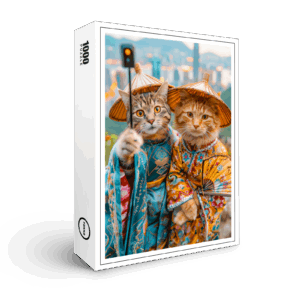 raxxa Premium-Puzzle: Cats in Traditional Chinese Outfits
