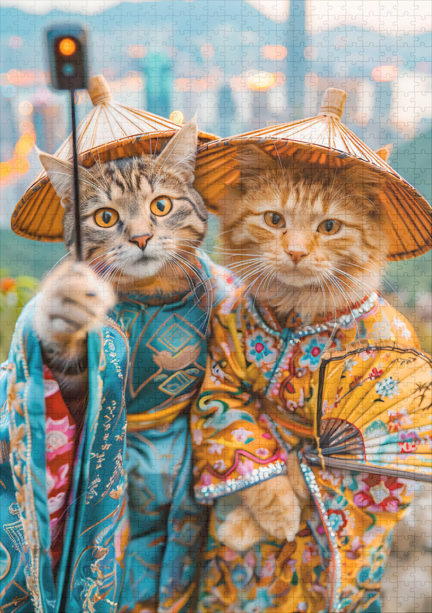 raxxa Premium-Puzzle: Cats in Traditional Chinese Outfits - immagine 2