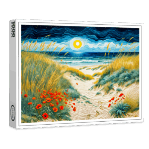 raxxa Premium-Puzzle: Coastal Sand Dunes with Poppies and Footprints