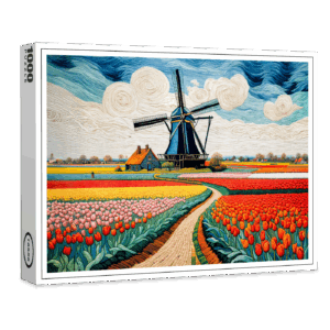 raxxa Premium-Puzzle: Historic Windmill in Blooming Countryside
