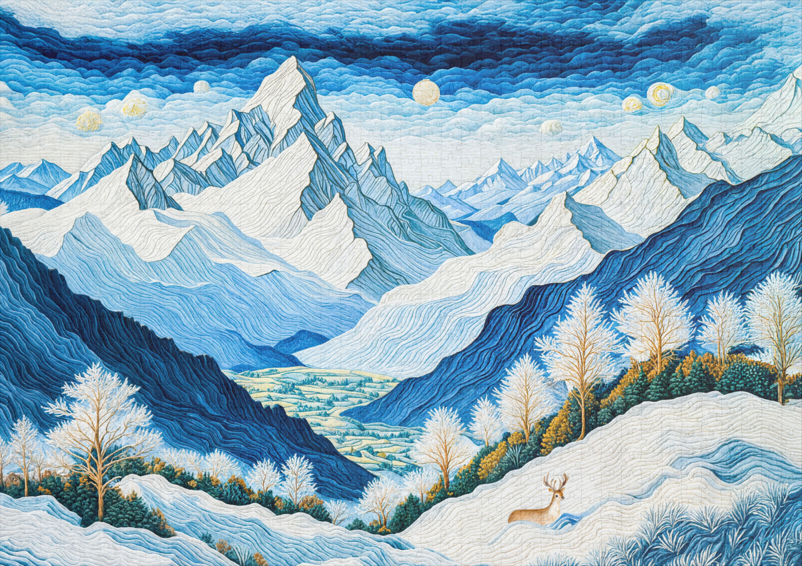 raxxa Premium-Puzzle: Grand Mountain Peaks with Snow-Capped Summits - Imagen 2