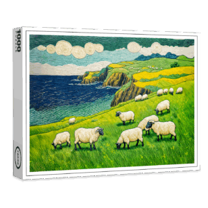 raxxa Premium-Puzzle: Sheep Grazing by Dramatic Coastal Cliffs