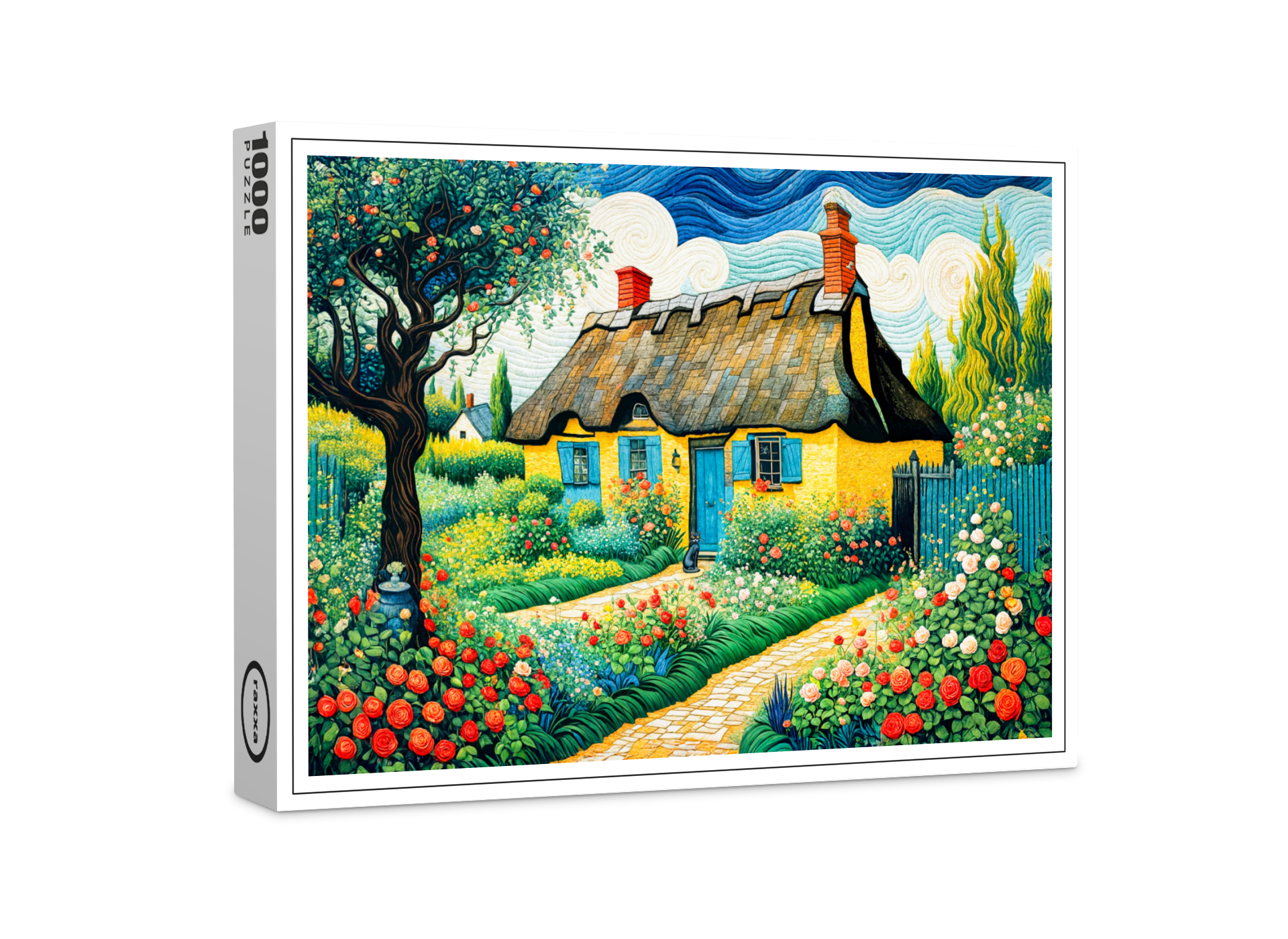 raxxa Premium-Puzzle: Charming Thatched Cottage with Lush Garden