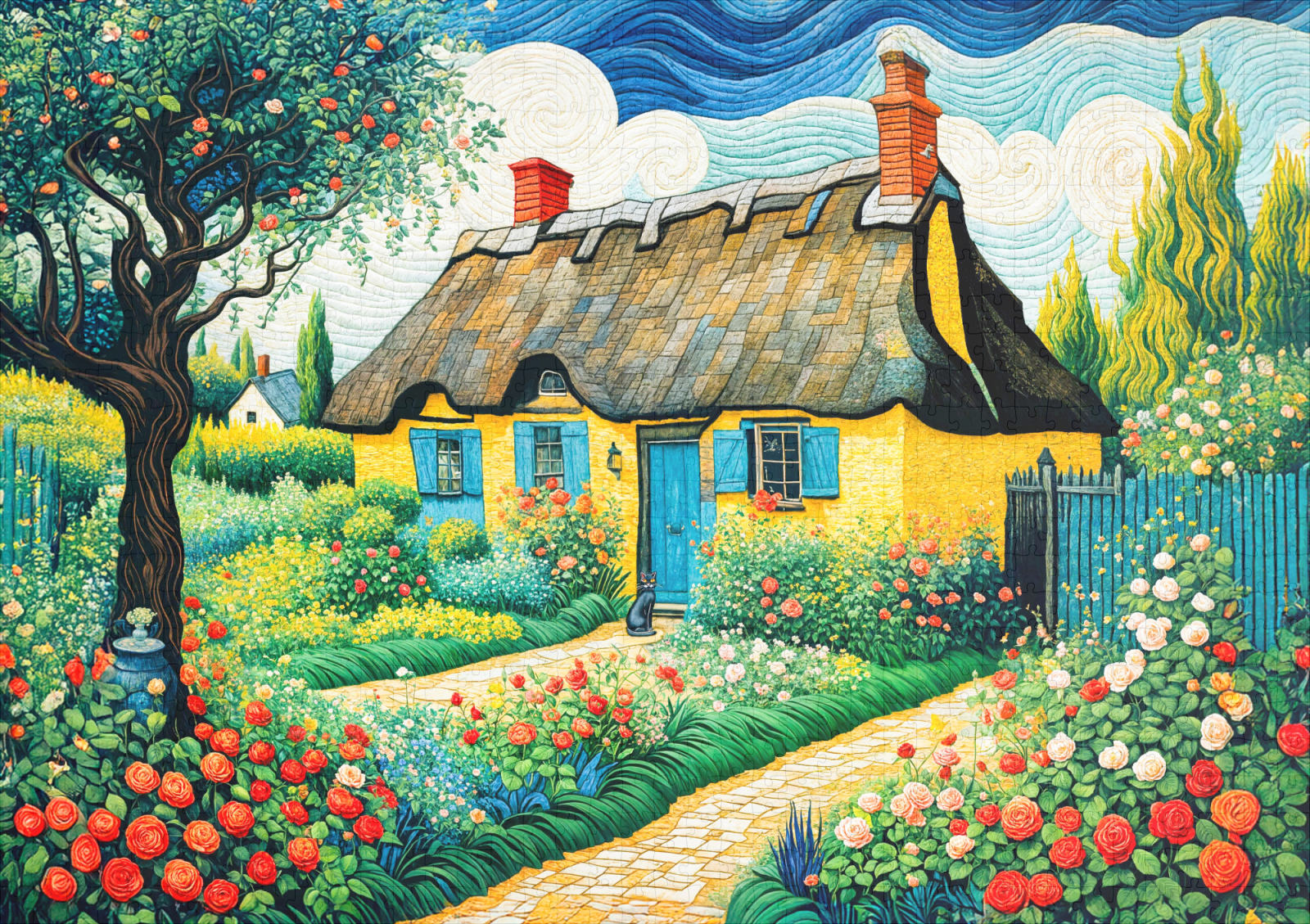raxxa Premium-Puzzle: Charming Thatched Cottage with Lush Garden - Image 2