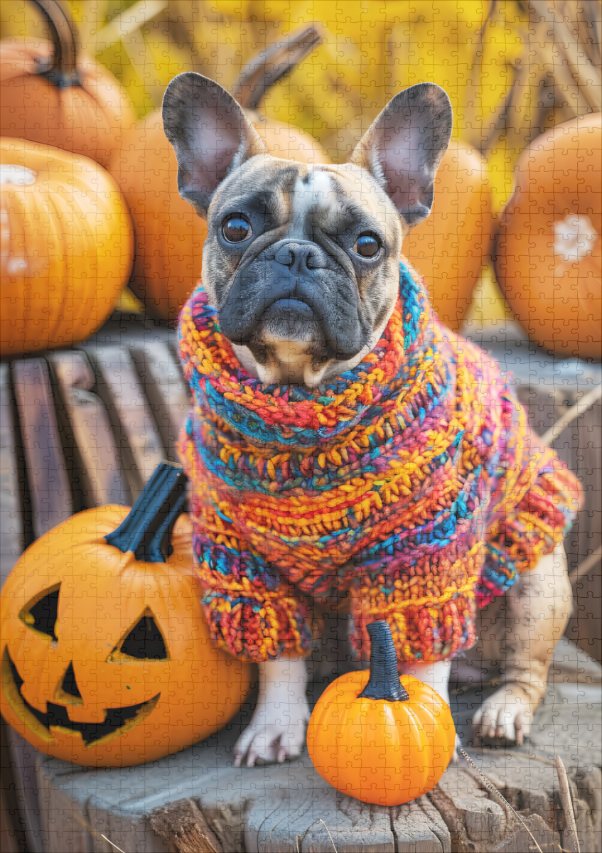 raxxa Premium-Puzzle: French Bulldog in Knitted Dog Attire 9 - Imagen 2