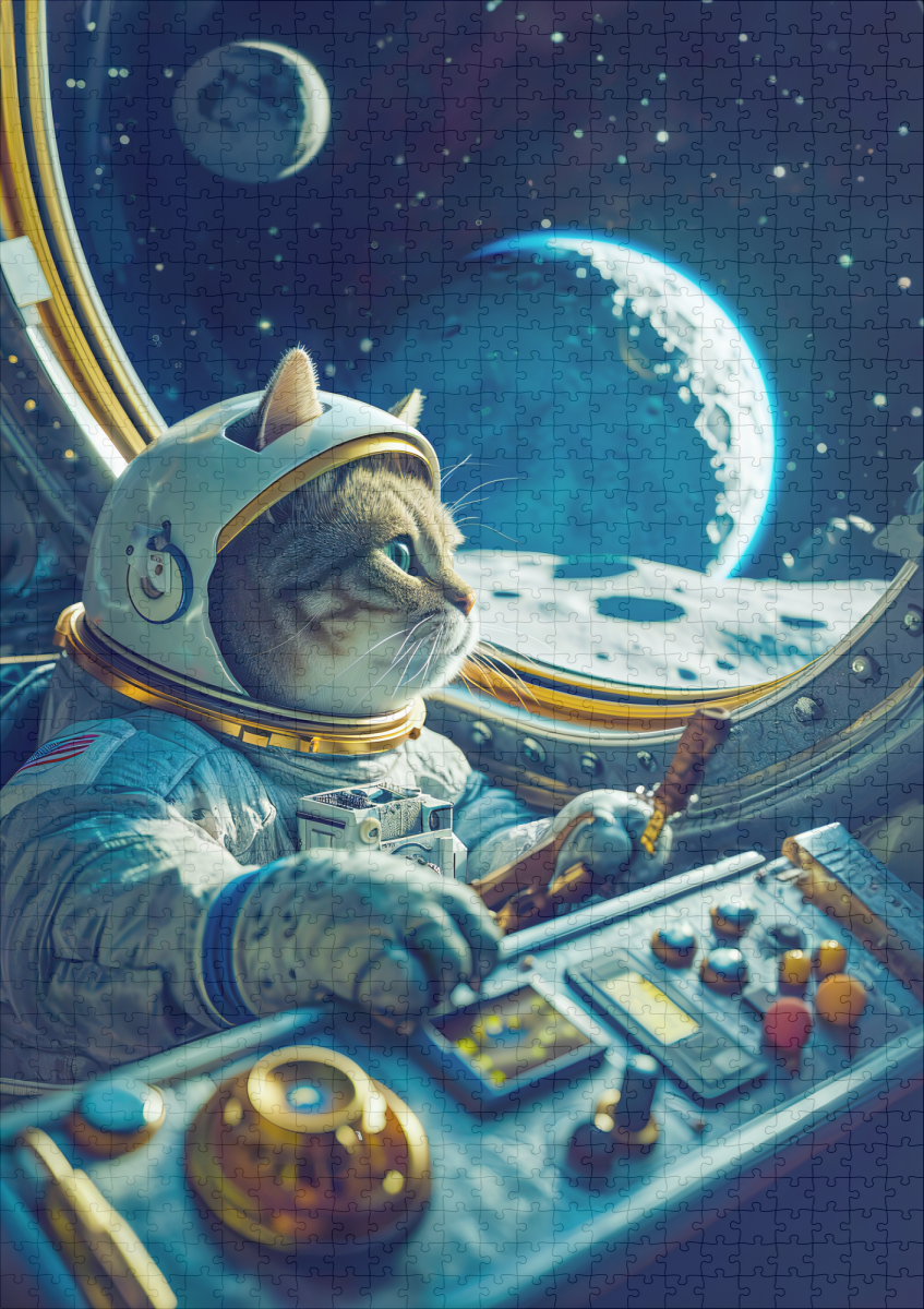 raxxa Premium-Puzzle: Curious Space Cat Exploring the Infinite Universe Beyond Stars - Image 2