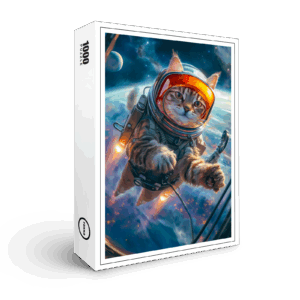 raxxa Premium-Puzzle: Cosmic Cat Adventurer Drifting Weightlessly Among Distant Planets