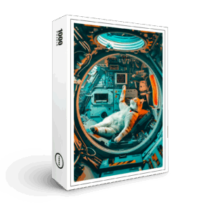 raxxa Premium-Puzzle: Orange and white cat in spacecraft cockpit