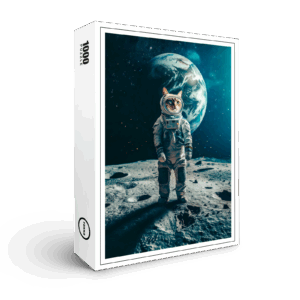 raxxa Premium-Puzzle: Astronaut Cat on a Mission walking on the moon