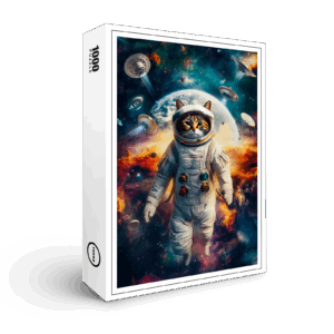 raxxa Premium-Puzzle: Galactic Explorer Cat Dreaming Beneath the Light of a Supernova