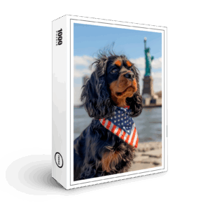 raxxa Premium-Puzzle: King Charles Cocker Spaniel Takes Selfies in New York