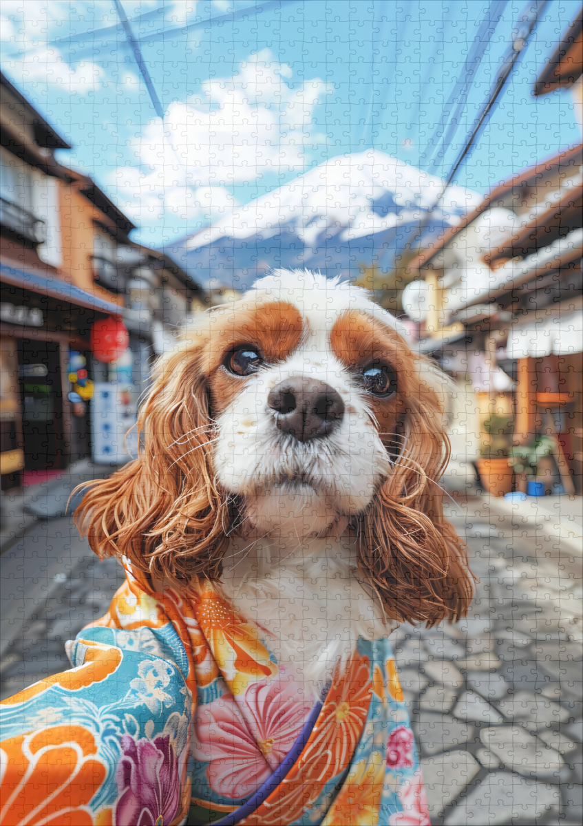 raxxa Premium-Puzzle: King Charles Cocker Spaniel Takes Selfies in tibet - immagine 2