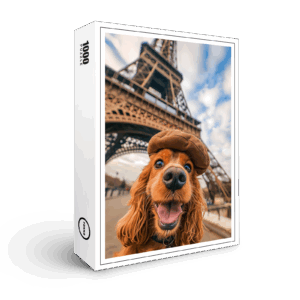 raxxa Premium-Puzzle: King Charles Cocker Spaniel Takes Selfies in Paris
