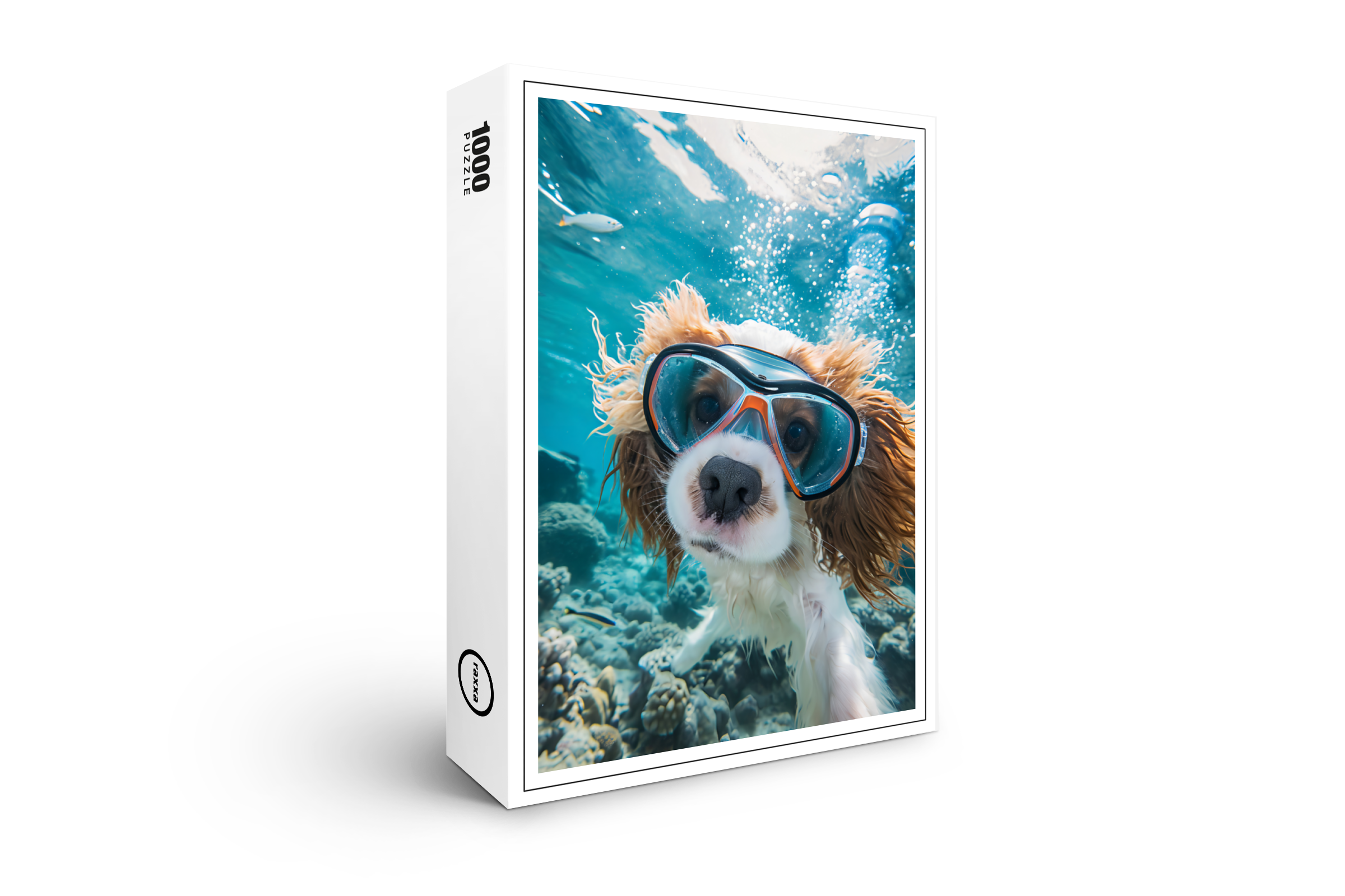 raxxa Premium-Puzzle: King Charles Cocker Spaniel Takes Selfies driving on a coral riff