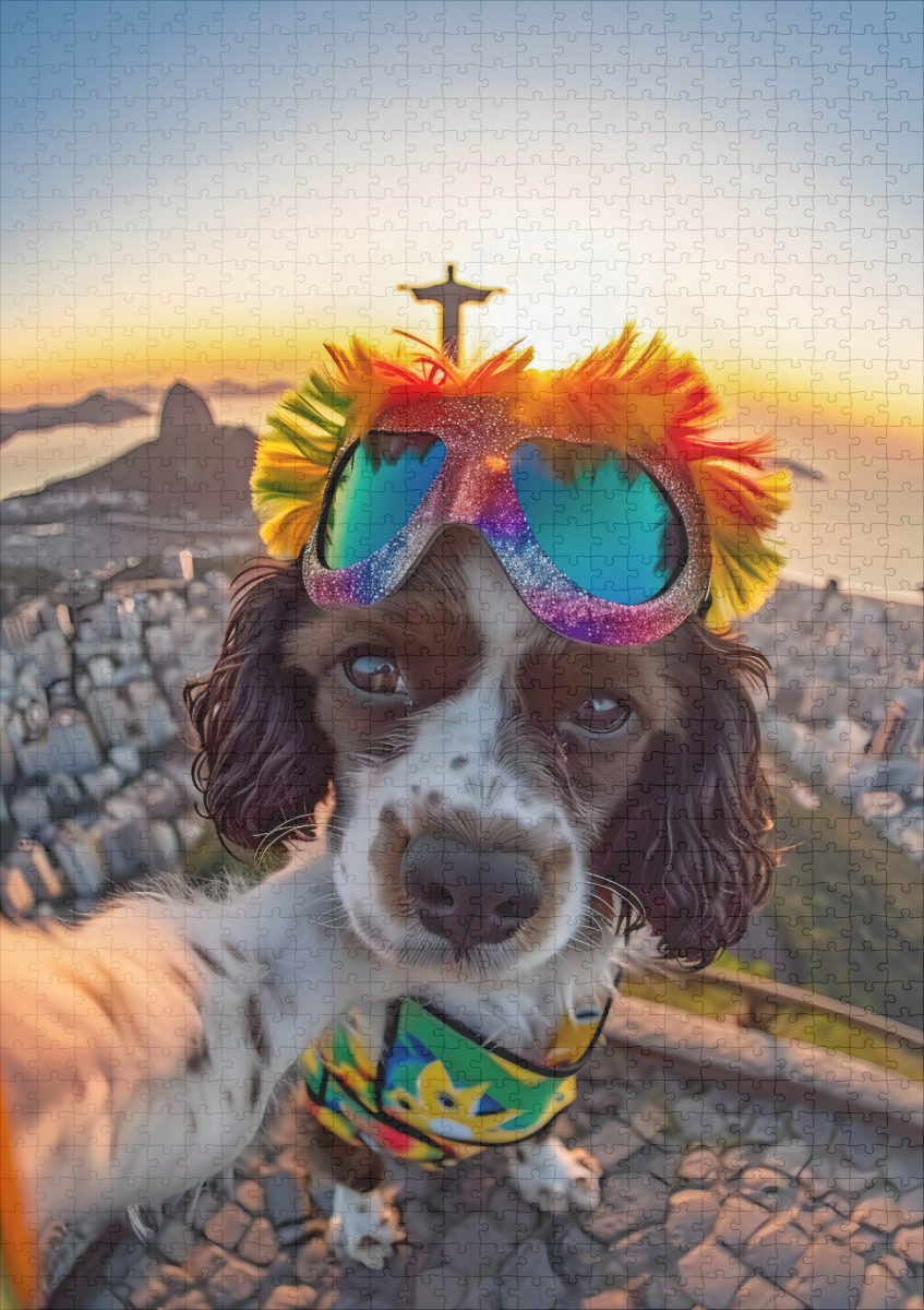 raxxa Premium-Puzzle: King Charles Cocker Spaniel Takes Selfies at Rio de Janeira Brazil – Image 2