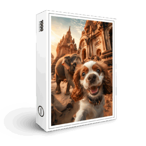 raxxa Premium-Puzzle: King Charles Cocker Spaniel Takes Selfies Across the Globe