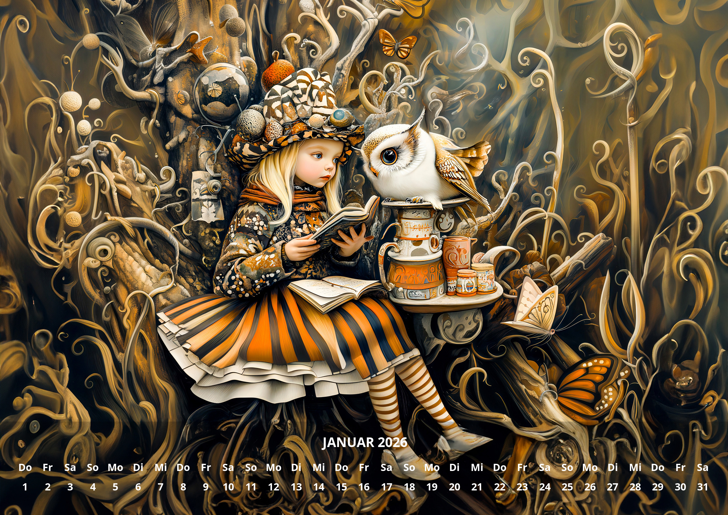 raxxa Premium-Monatskalender Steampunk Fantasy 2026 – Bild 3