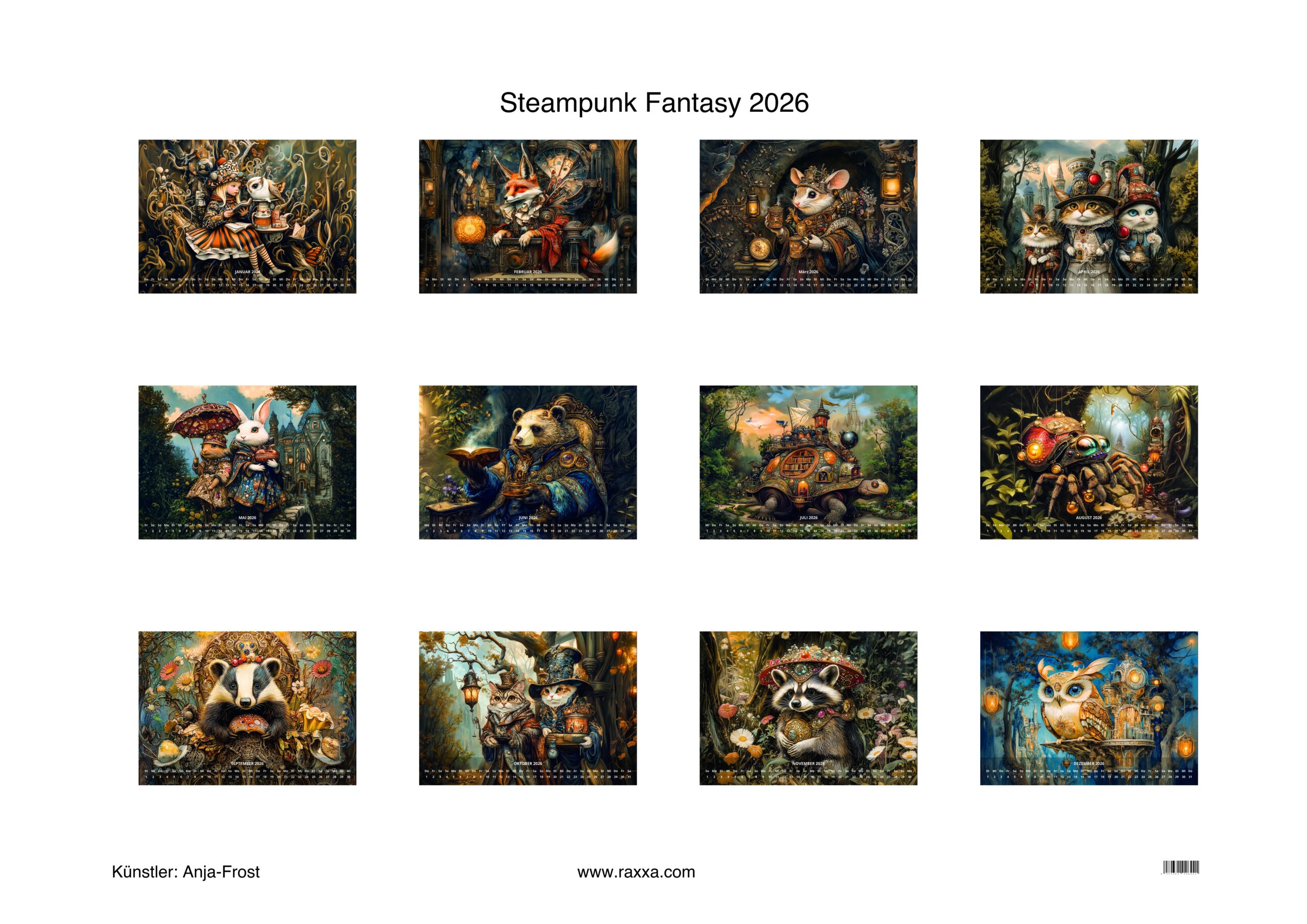 raxxa Premium-Monatskalender Steampunk Fantasy 2026 – Bild 2