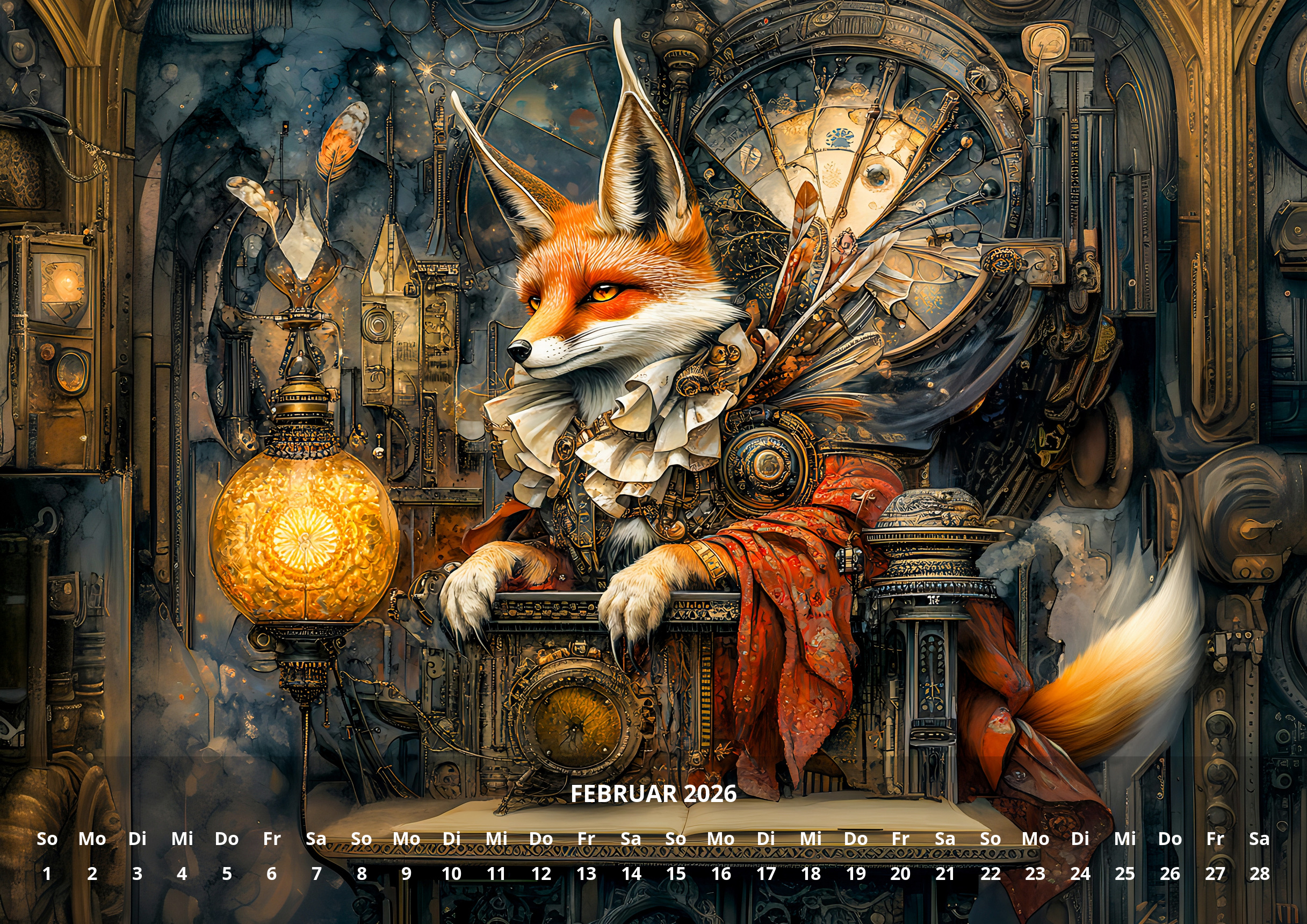 raxxa Premium-Monatskalender Steampunk Fantasy 2026 – Bild 4
