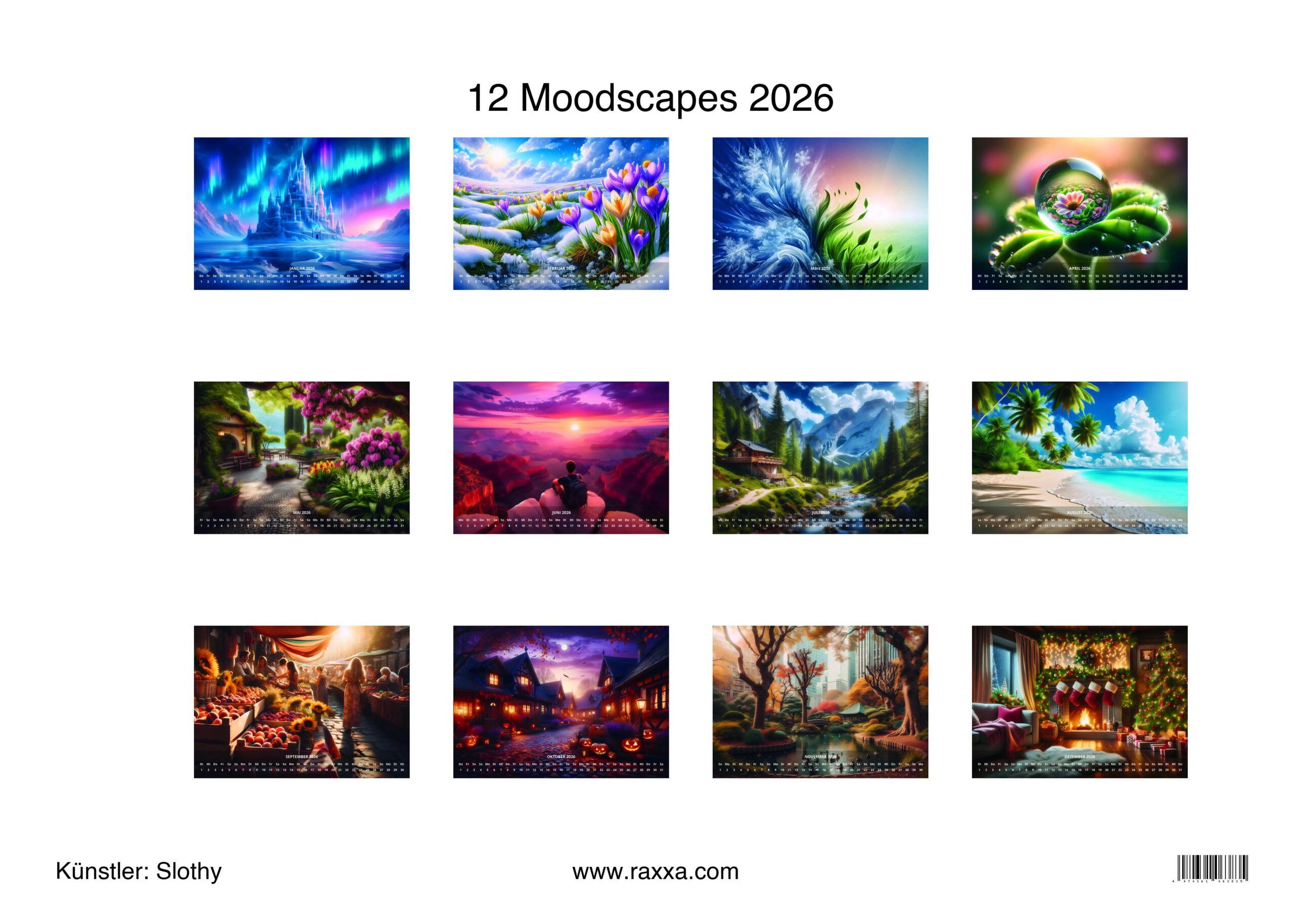 raxxa Premium-Monatskalender 12 Moodscapes 2026 - Imagen 2