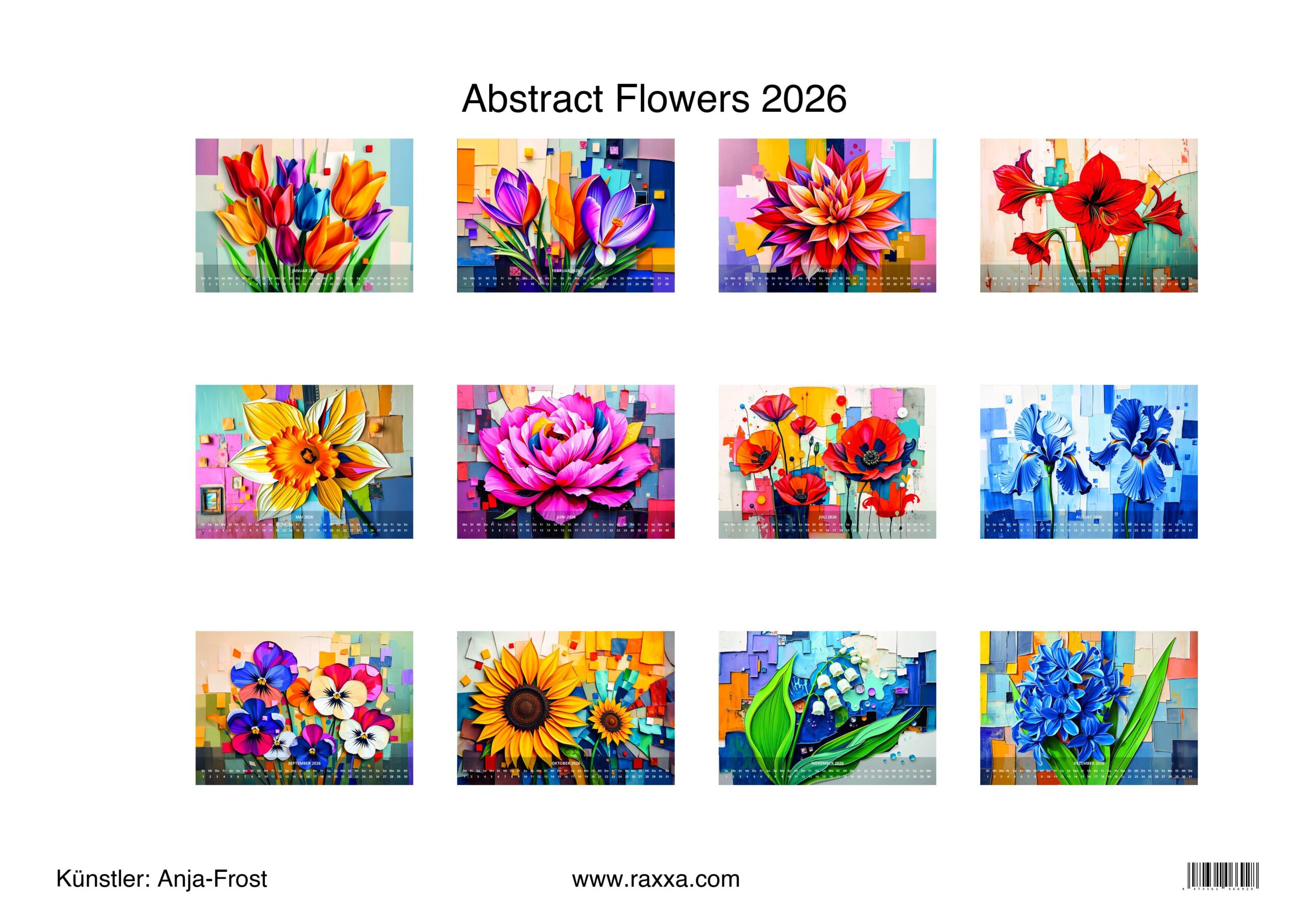 raxxa Premium-Monatskalender Abstract Flowers 2026 - immagine 2