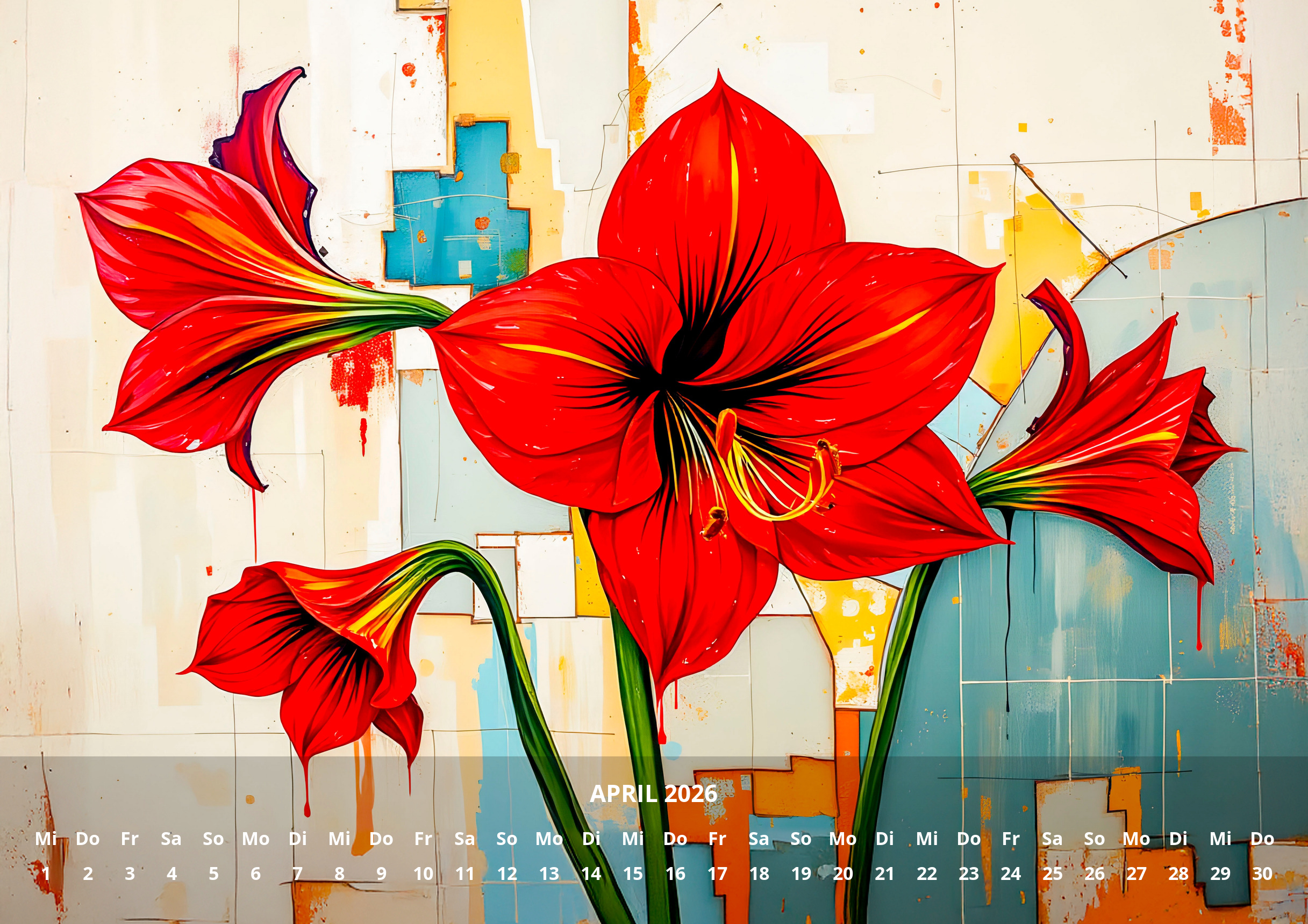 raxxa Premium-Monatskalender Abstract Flowers 2026 - immagine 6
