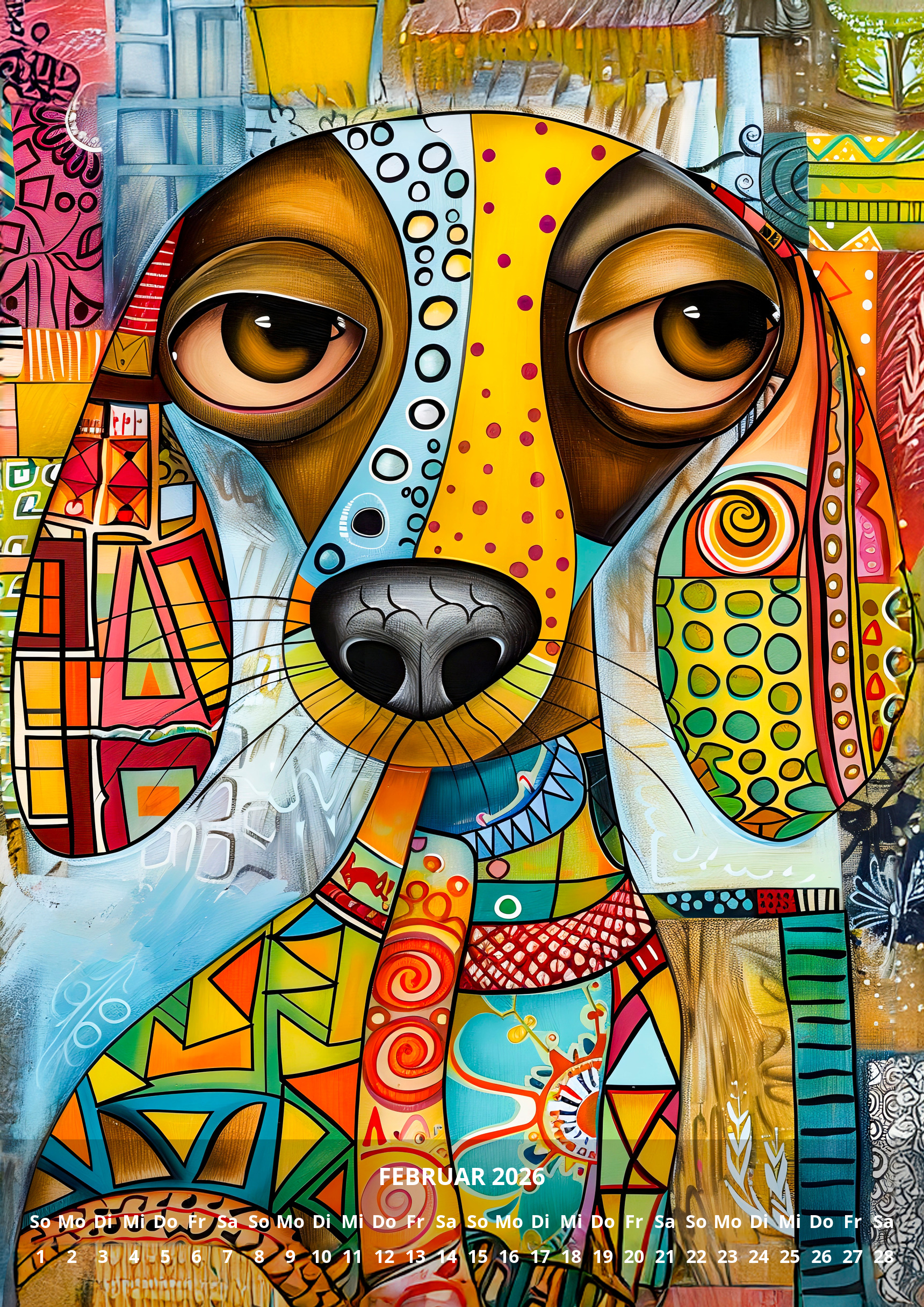 raxxa Premium-Monatskalender Abstract Funny Dogs 2026 - Imagen 4