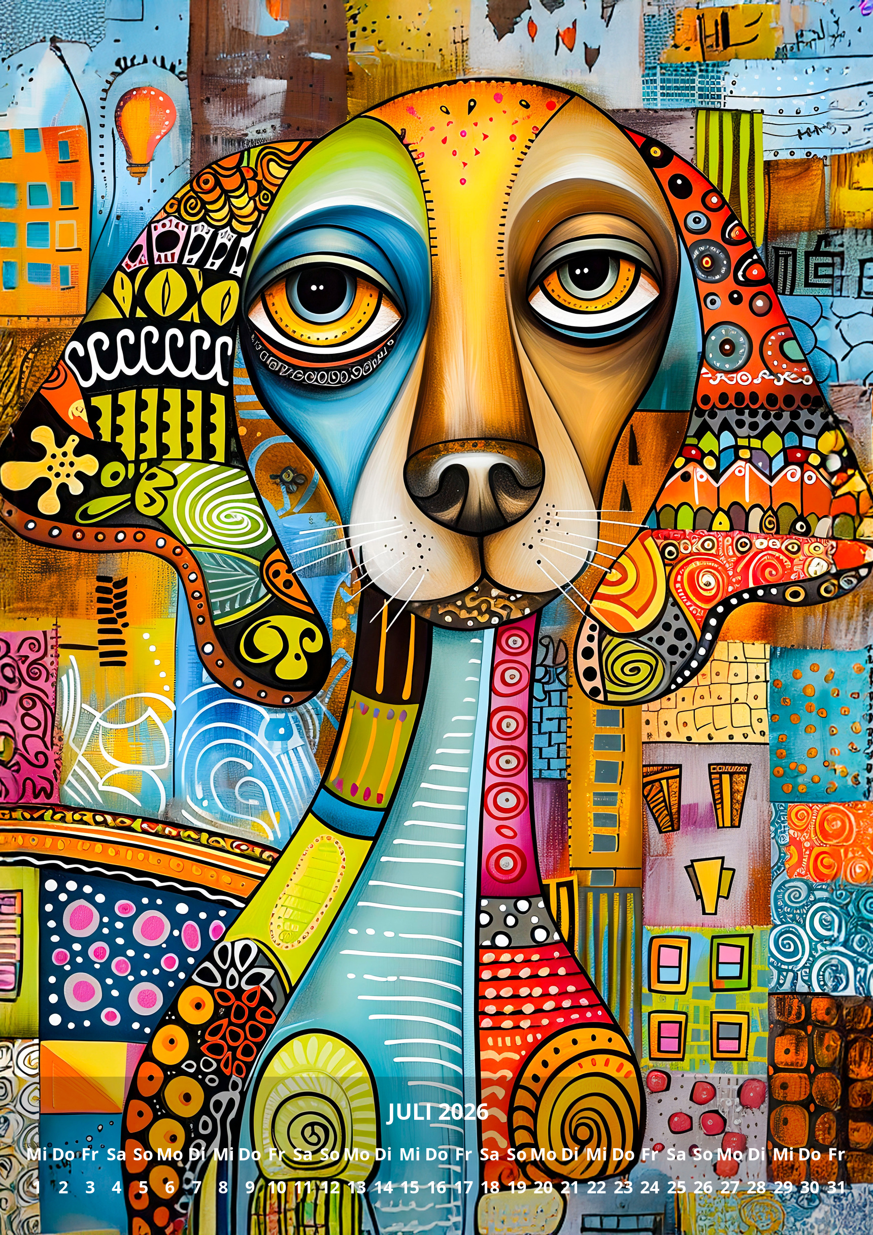 raxxa Premium-Monatskalender Abstract Funny Dogs 2026 - Imagen 9