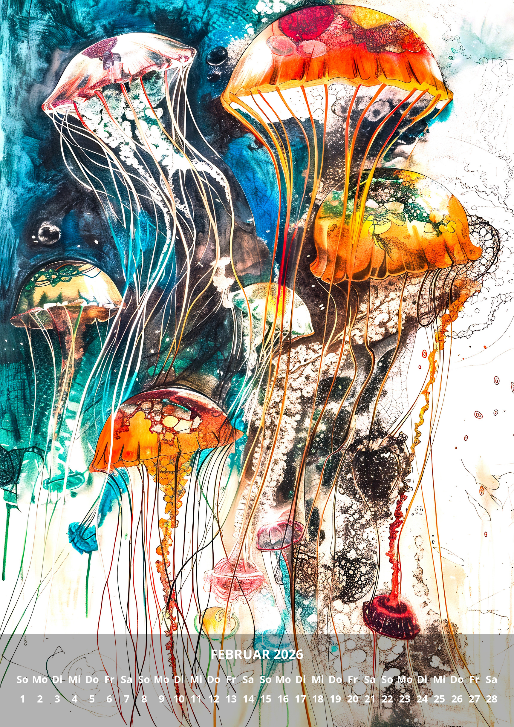 raxxa Premium-Monatskalender Abstract Ocean Animals 2026 – Image 4