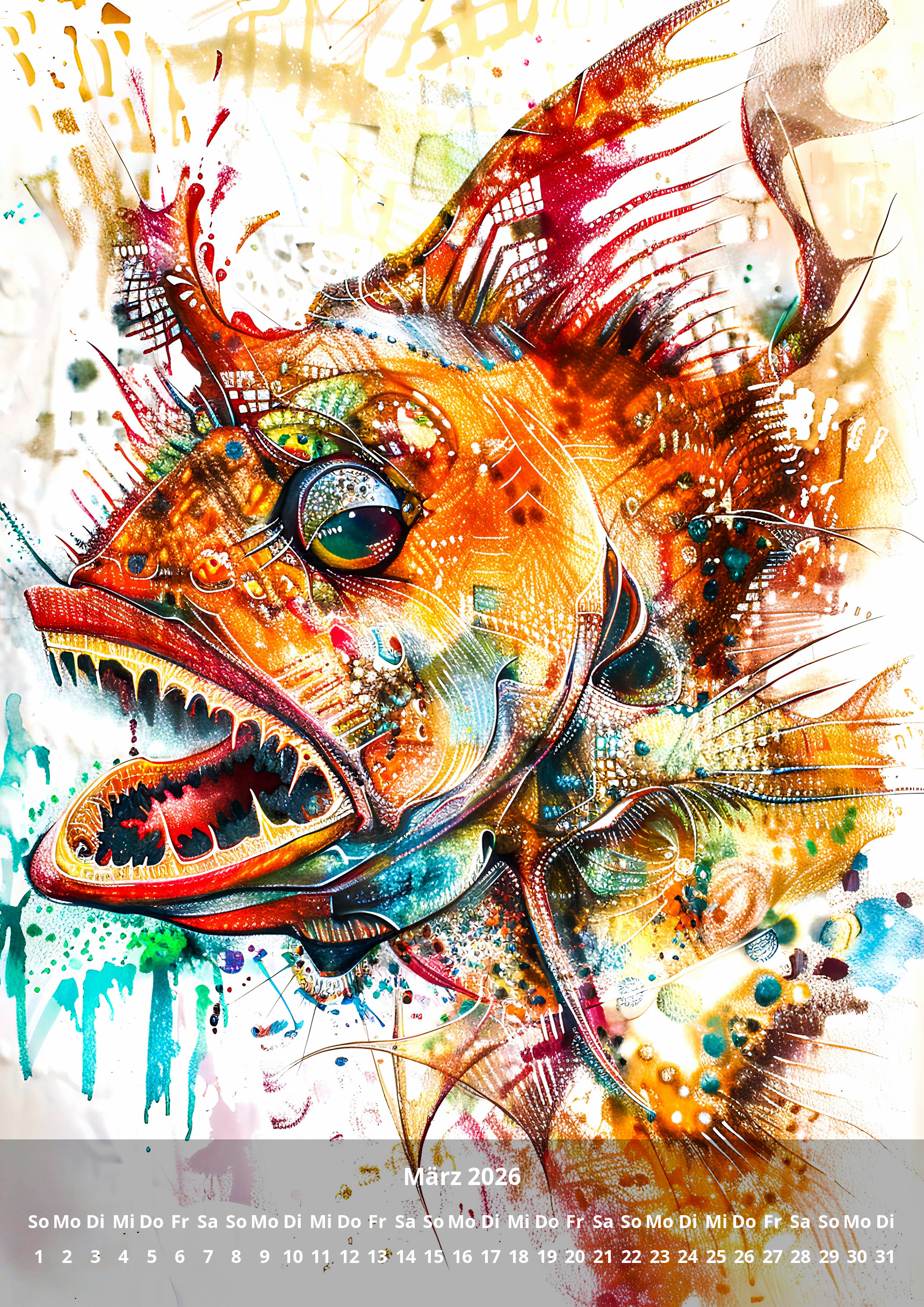 raxxa Premium-Monatskalender Abstract Ocean Animals 2026 – Image 5