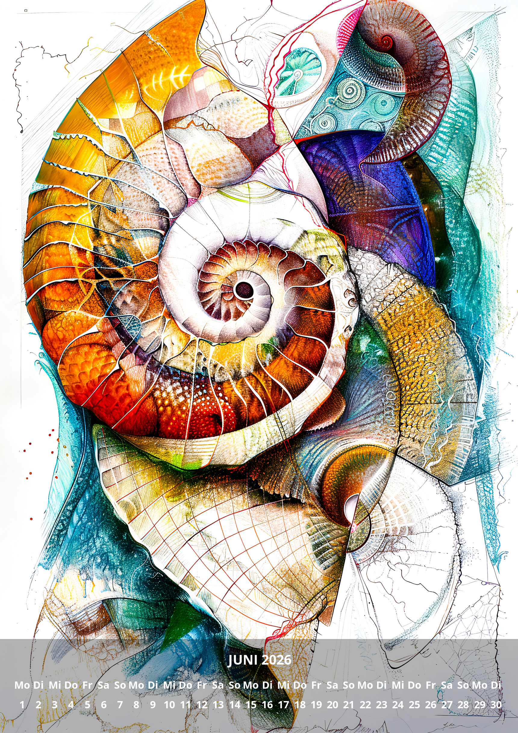 raxxa Premium-Monatskalender Abstract Ocean Animals 2026 – Image 8