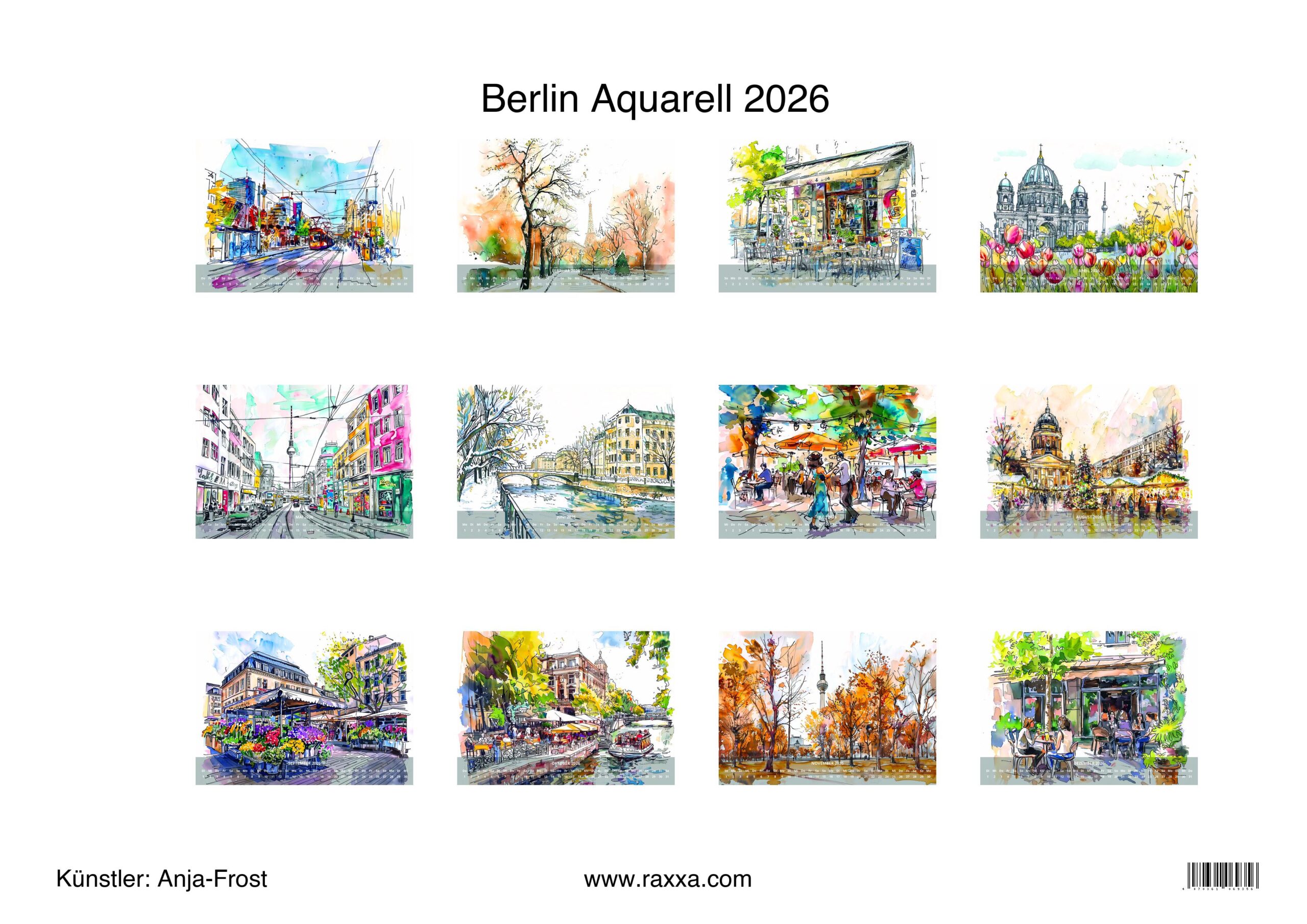 raxxa Premium-Monatskalender Berlin Aquarell 2026 – Image 2