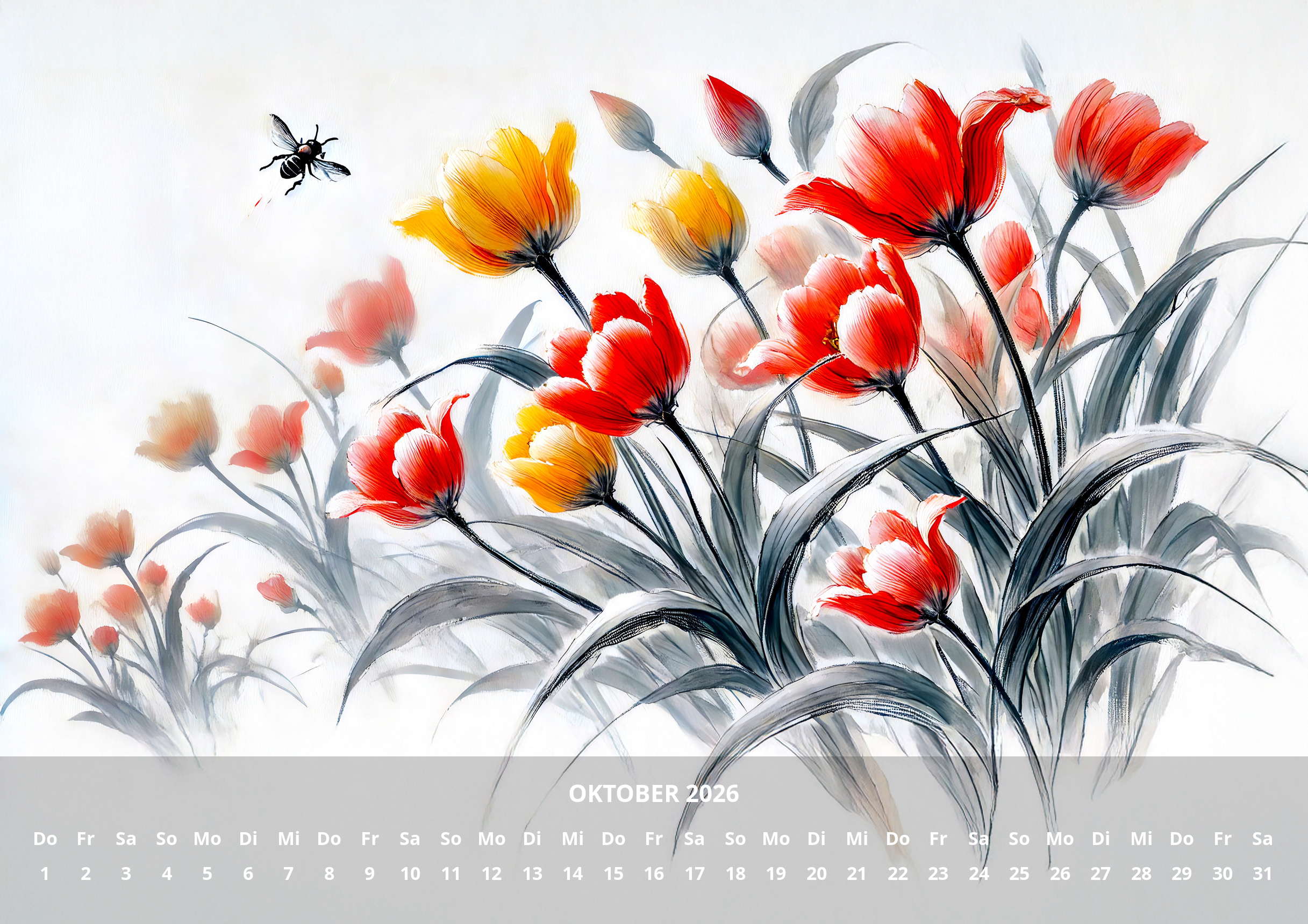 raxxa Premium-Monatskalender China Flowers 2026 - immagine 12