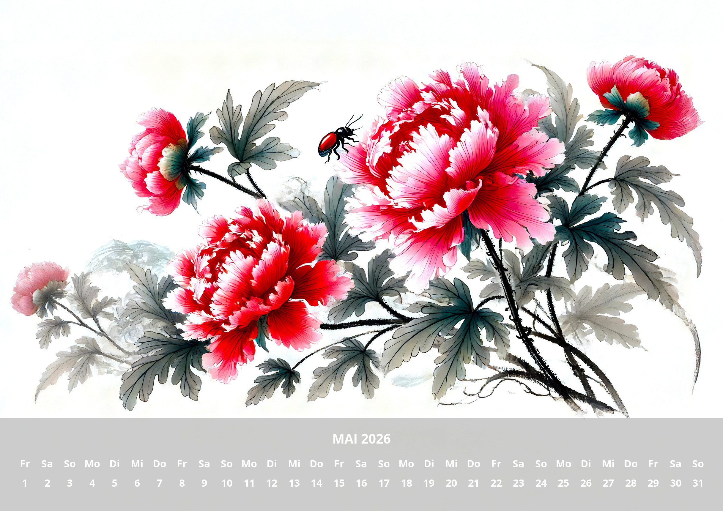 raxxa Premium-Monatskalender China Flowers 2026 - immagine 7